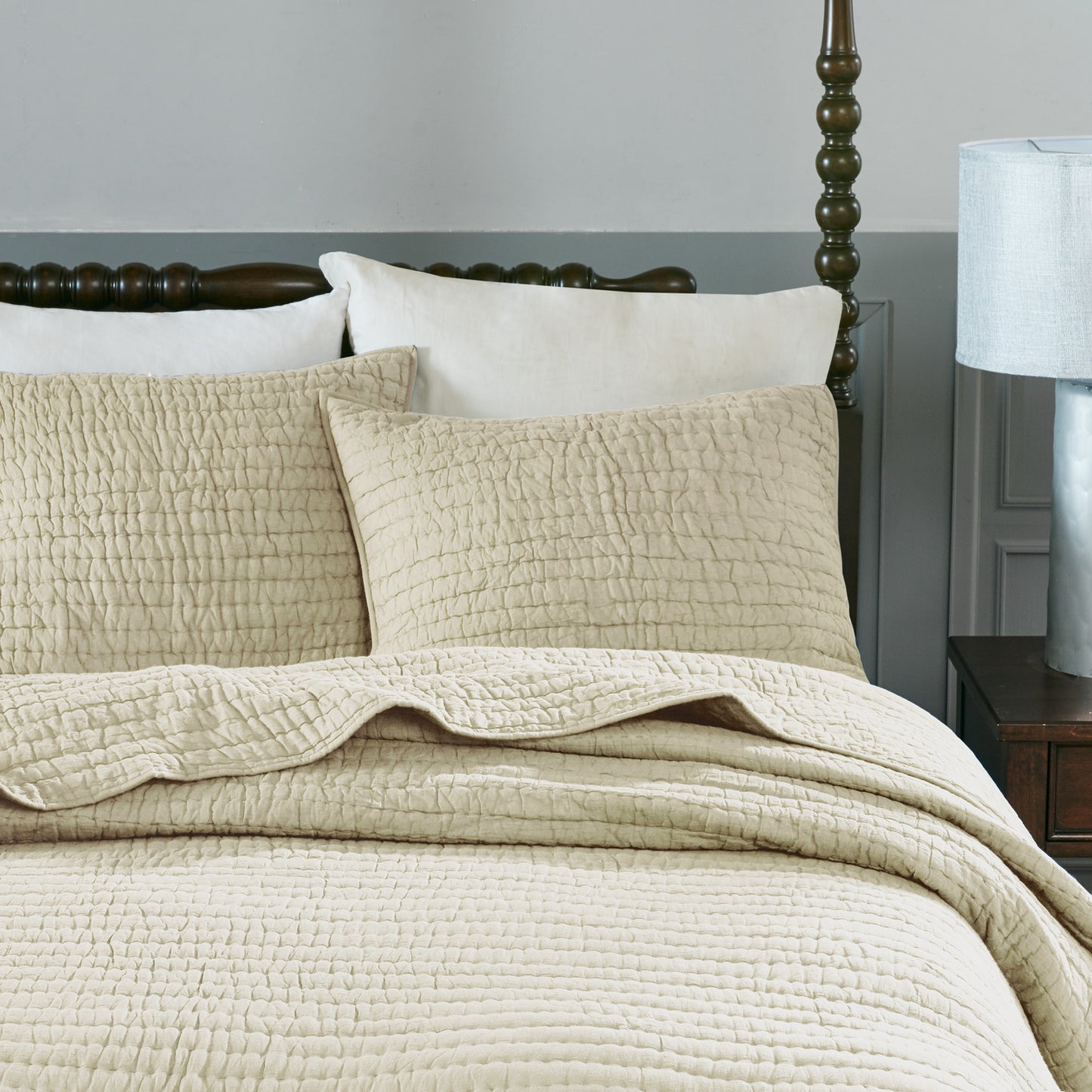 Serene 3 Piece Hand Quilted Cotton Quilt Set