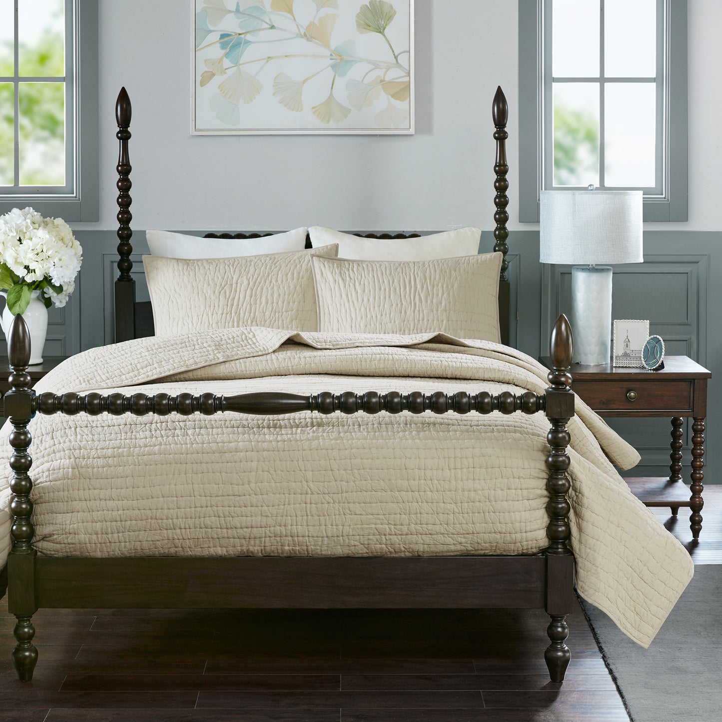 Serene 3 Piece Hand Quilted Cotton Quilt Set