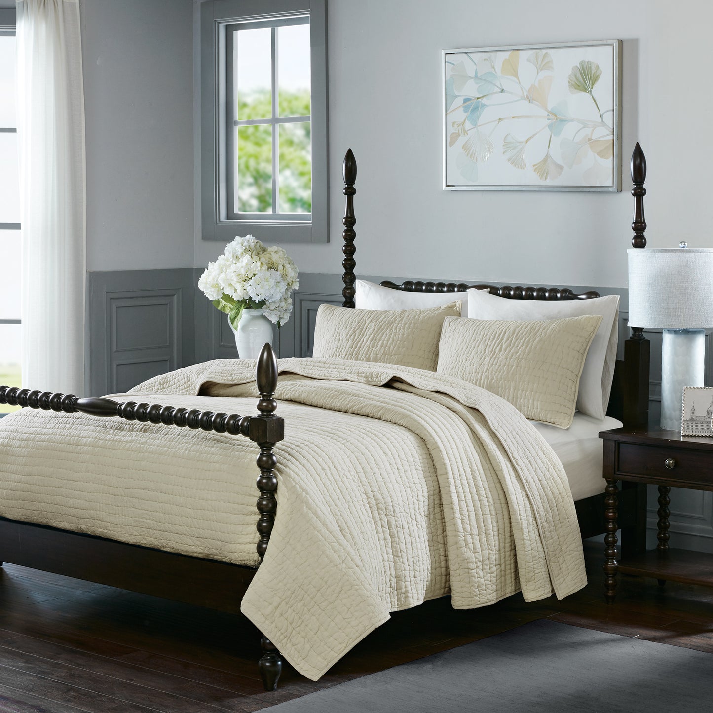 Serene 3 Piece Hand Quilted Cotton Quilt Set