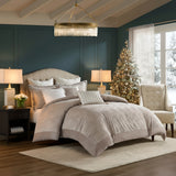 Pescal Oversized Velvet Comforter Set with Euro Shams and Throw Pillows