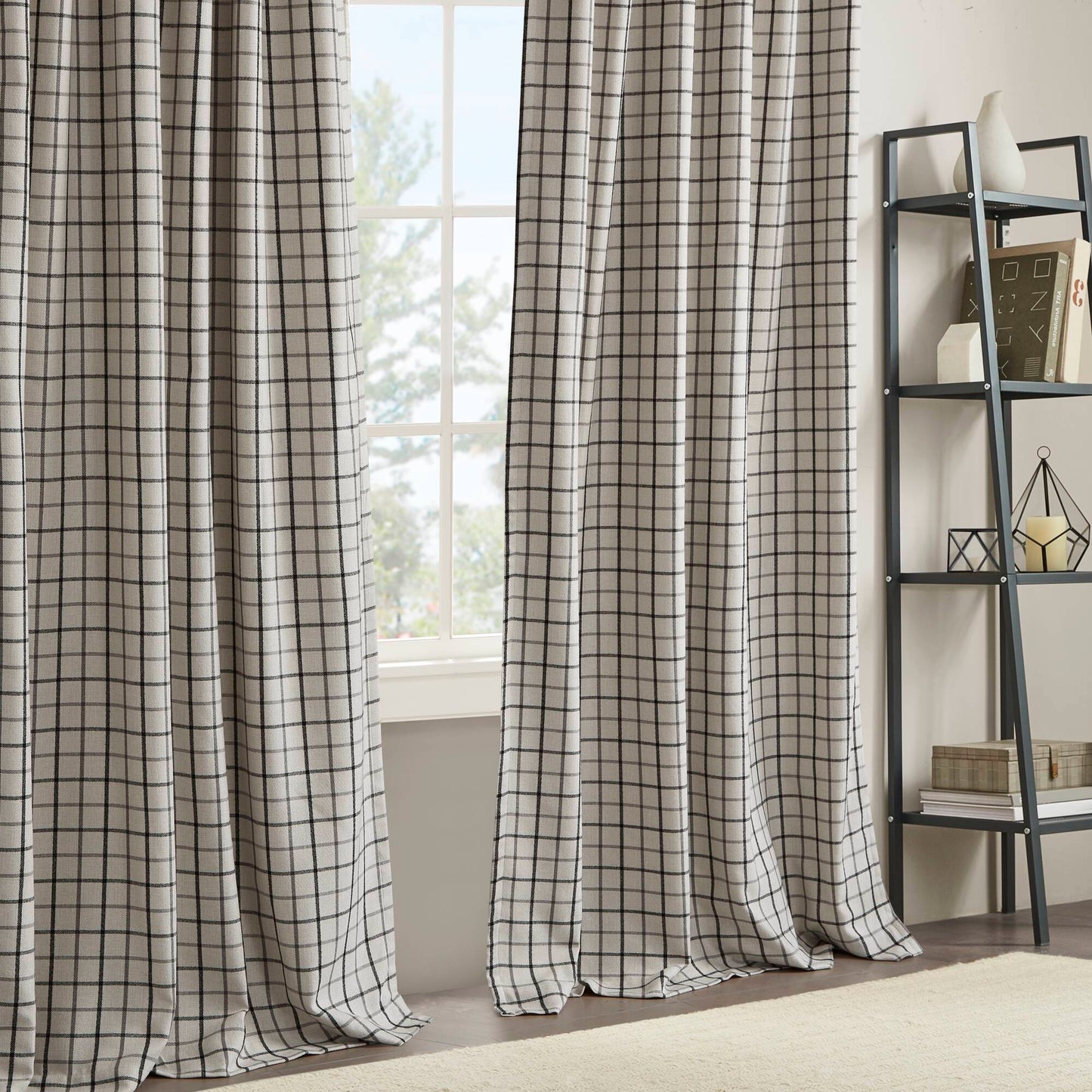 Anaheim Plaid Rod Pocket and Back Tab Curtain Panel with Fleece Lining