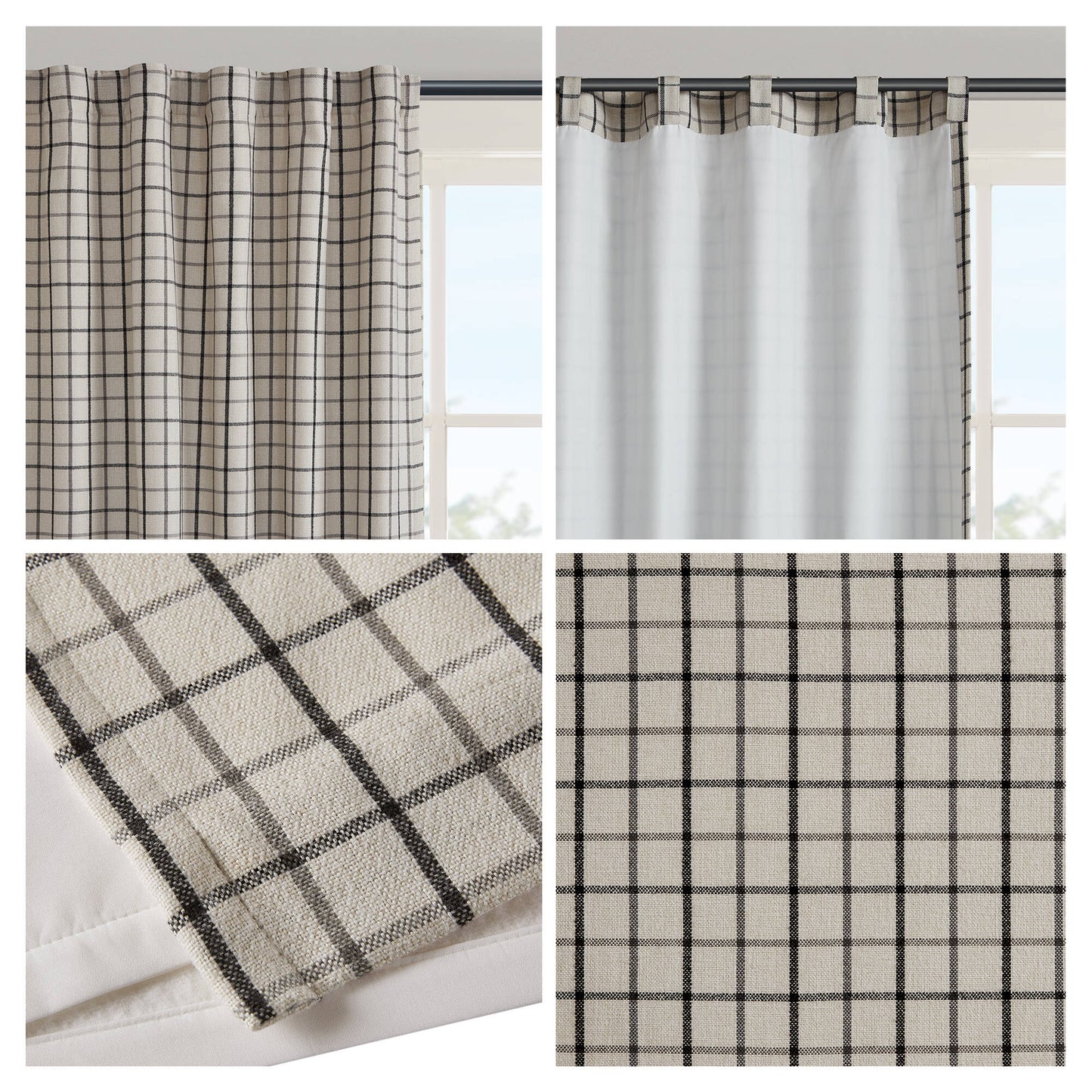 Anaheim Plaid Rod Pocket and Back Tab Curtain Panel with Fleece Lining