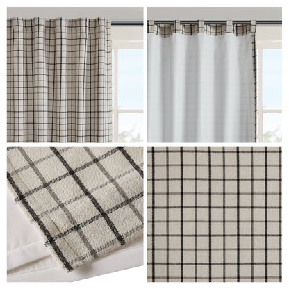Anaheim Plaid Rod Pocket and Back Tab Curtain Panel with Fleece Lining