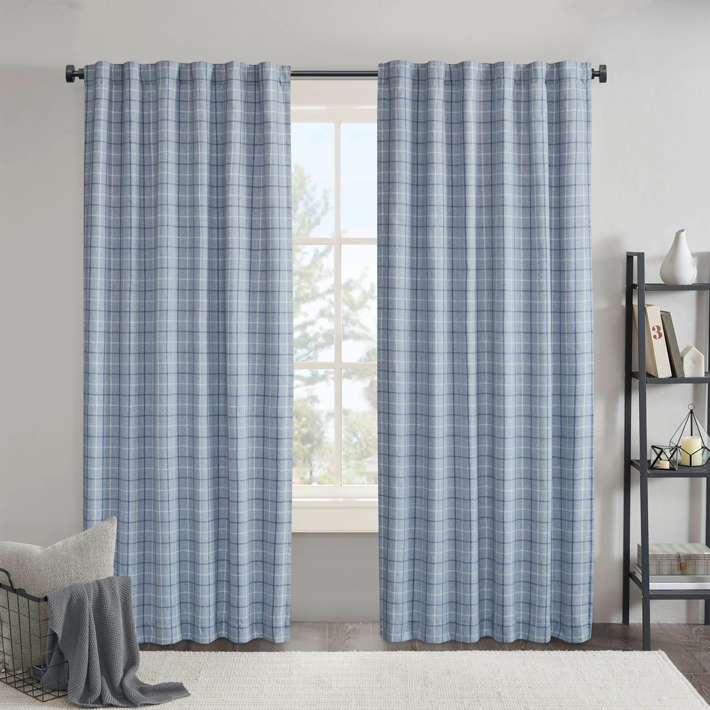 Anaheim Plaid Rod Pocket and Back Tab Curtain Panel with Fleece Lining