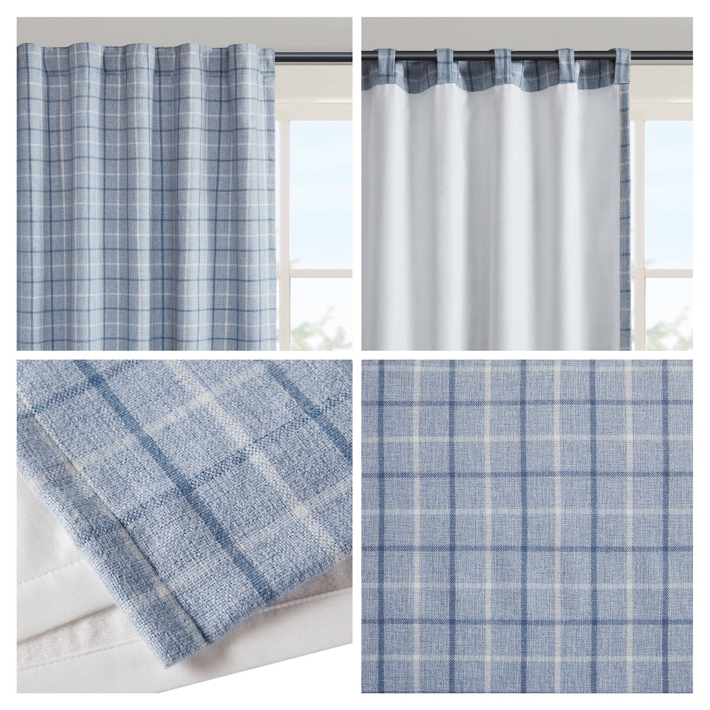 Anaheim Plaid Rod Pocket and Back Tab Curtain Panel with Fleece Lining