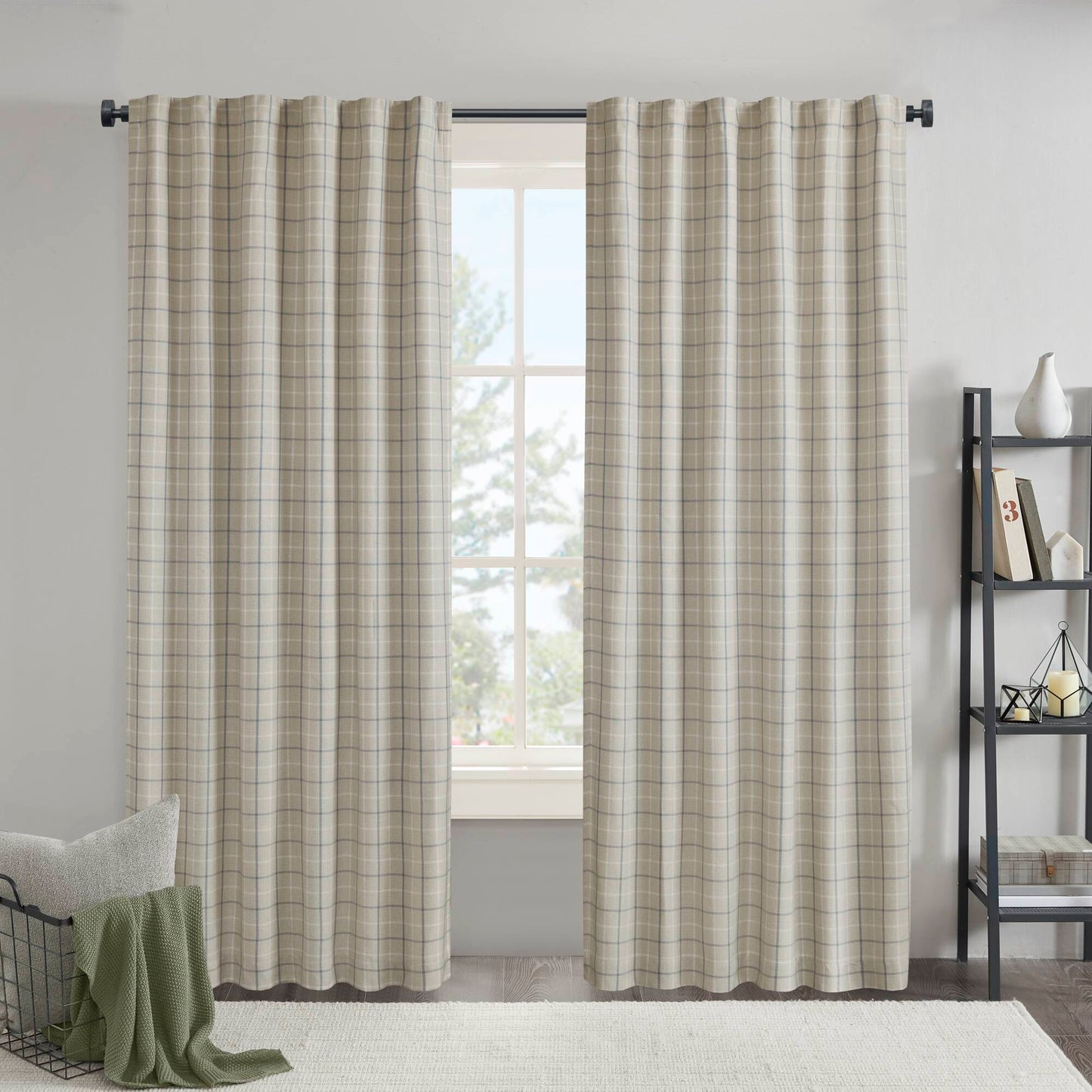 Anaheim Plaid Rod Pocket and Back Tab Curtain Panel with Fleece Lining