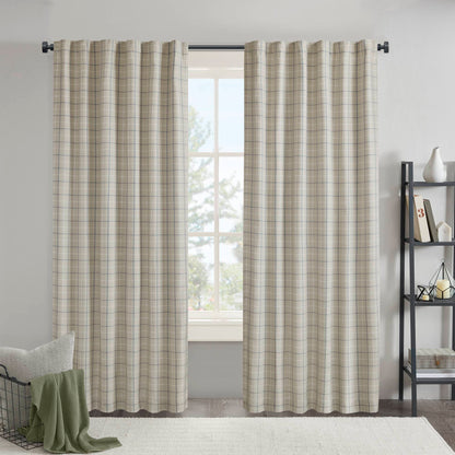 Anaheim Plaid Rod Pocket and Back Tab Curtain Panel with Fleece Lining