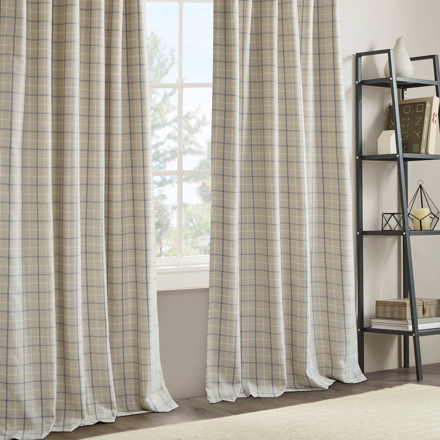 Anaheim Plaid Rod Pocket and Back Tab Curtain Panel with Fleece Lining
