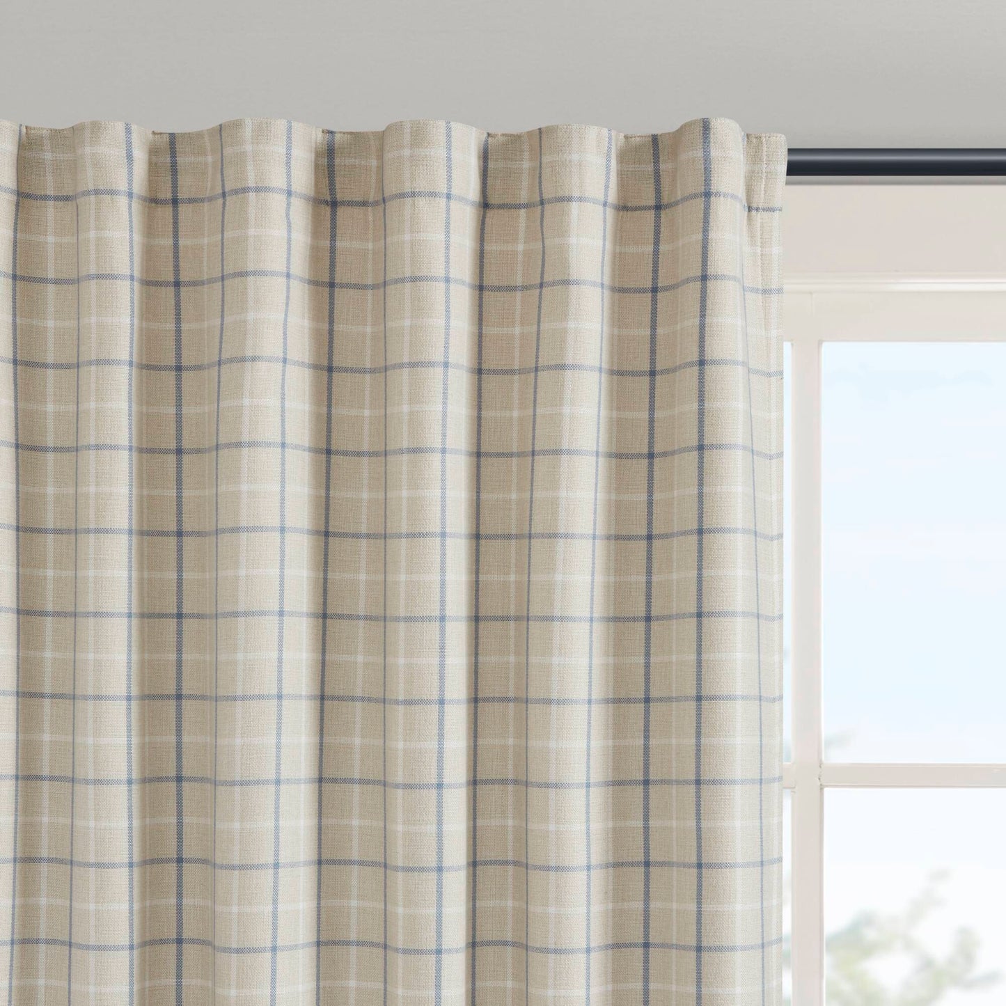Anaheim Plaid Rod Pocket and Back Tab Curtain Panel with Fleece Lining