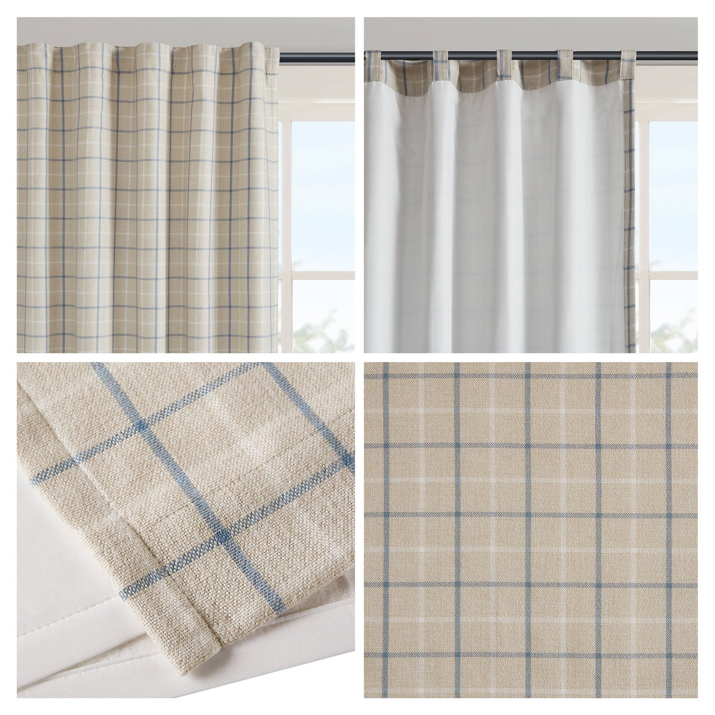 Anaheim Plaid Rod Pocket and Back Tab Curtain Panel with Fleece Lining