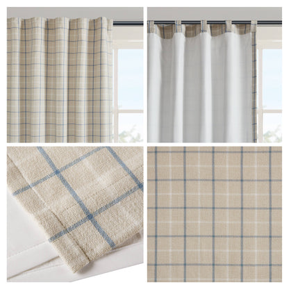Anaheim Plaid Rod Pocket and Back Tab Curtain Panel with Fleece Lining