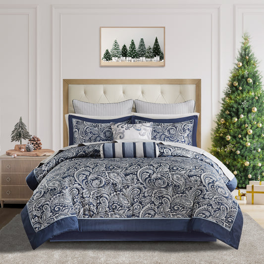 Aubrey 12 Piece Comforter Set with Cotton Bed Sheets
