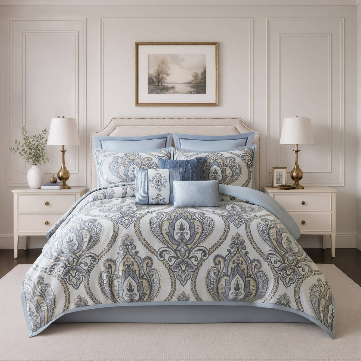 Aveline 9-Piece Jacquard Comforter Set