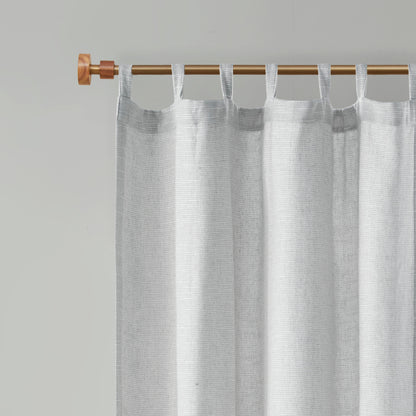 Beals Faux Linen Tab Top Fleece Lined Curtain Panel
