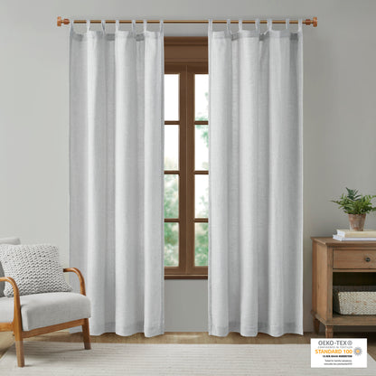 Beals Faux Linen Tab Top Fleece Lined Curtain Panel