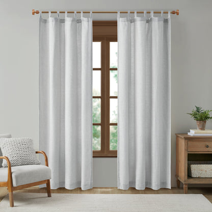 Beals Faux Linen Tab Top Fleece Lined Curtain Panel