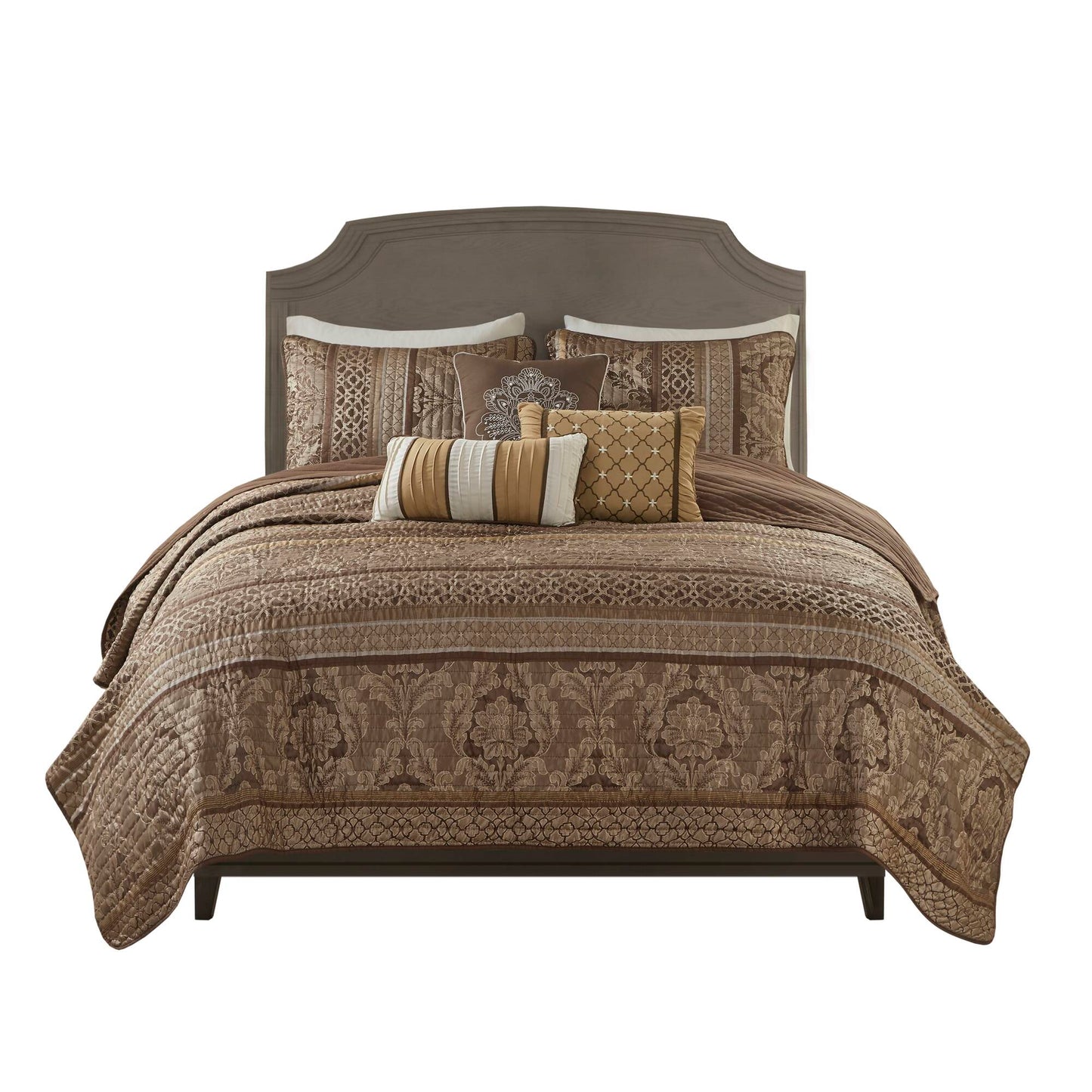 Bellagio 6-Piece Jacquard Quilt Set with Throw Pillows