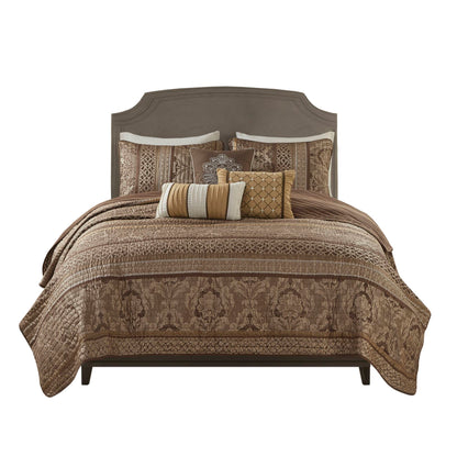 Bellagio 6-Piece Jacquard Quilt Set with Throw Pillows