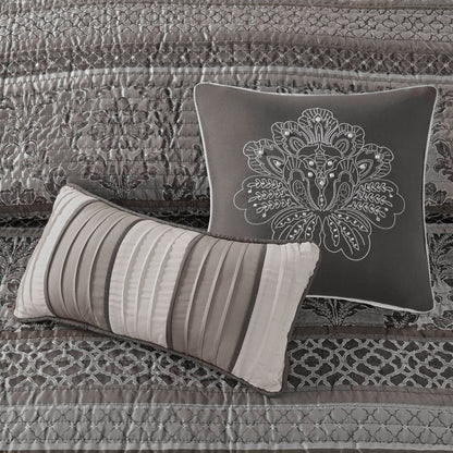 Bellagio 6-Piece Jacquard Quilt Set with Throw Pillows