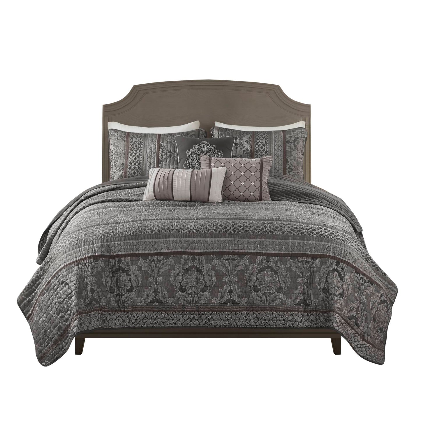Bellagio 6-Piece Jacquard Quilt Set with Throw Pillows