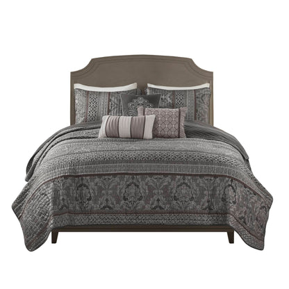 Bellagio 6-Piece Jacquard Quilt Set with Throw Pillows