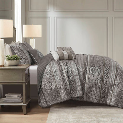 Bellagio 6-Piece Jacquard Quilt Set with Throw Pillows