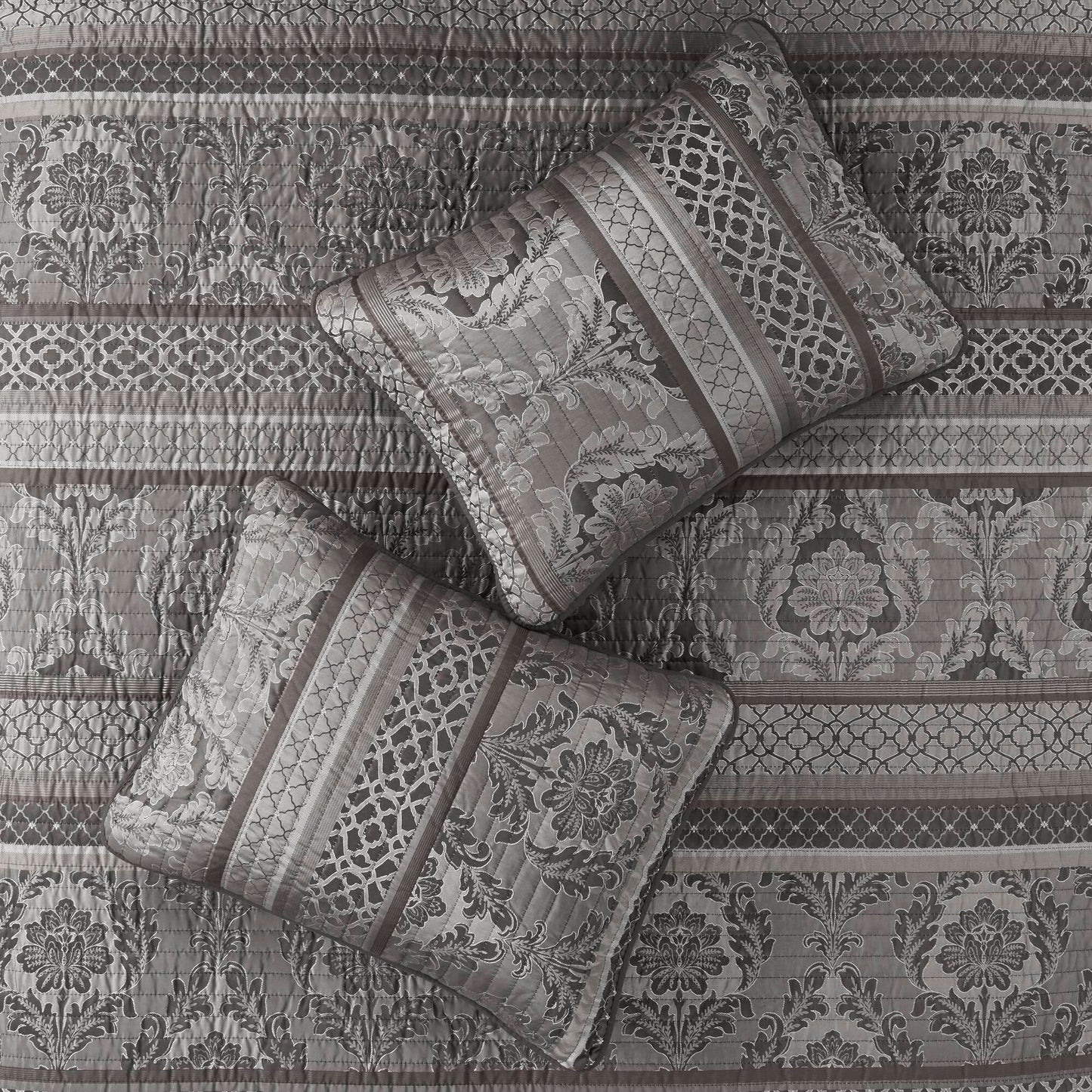 Bellagio 6-Piece Jacquard Quilt Set with Throw Pillows