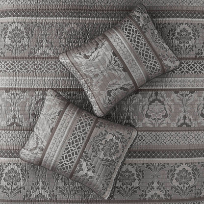 Bellagio 6-Piece Jacquard Quilt Set with Throw Pillows