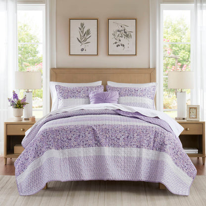 Caralie 4 Piece Seersucker Quilt Set with Throw