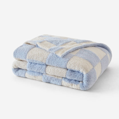 Checkerboard Feathersoft Fur Knit Throw