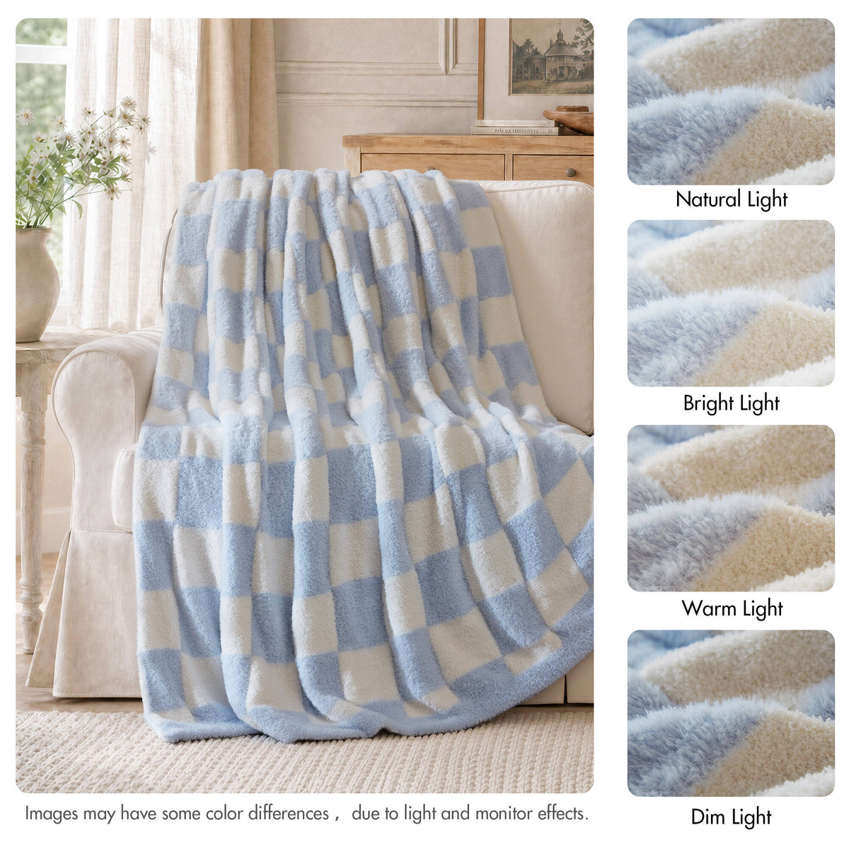 Checkerboard Feathersoft Fur Knit Throw