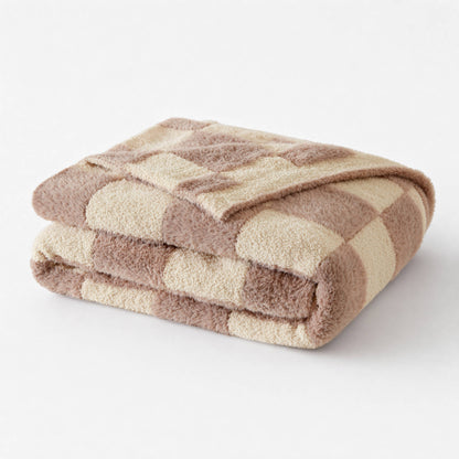 Checkerboard Feathersoft Fur Knit Throw