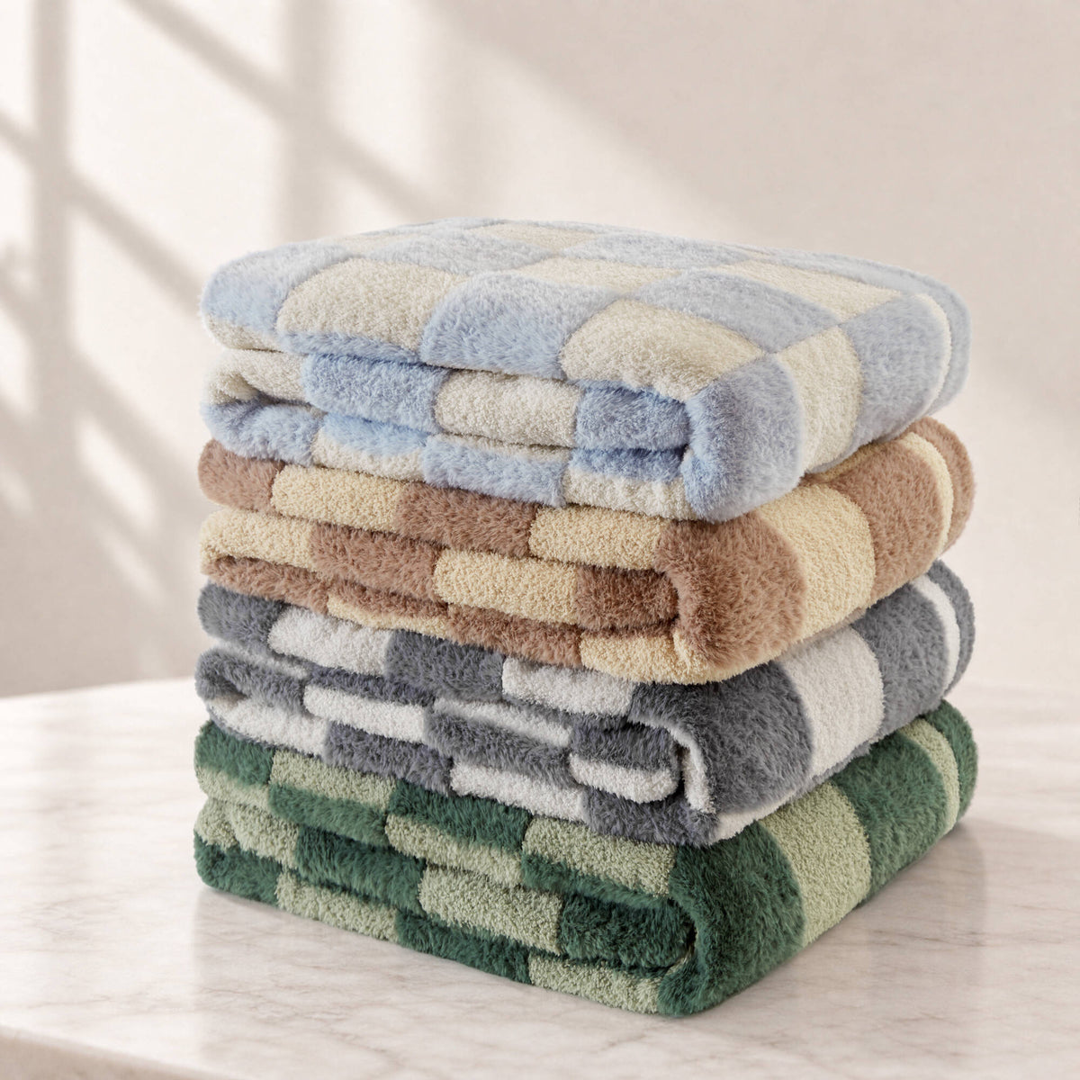 Checkerboard Feathersoft Fur Knit Throw