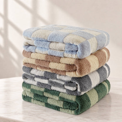 Checkerboard Feathersoft Fur Knit Throw