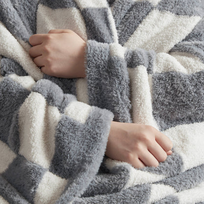 Checkerboard Feathersoft Fur Knit Throw