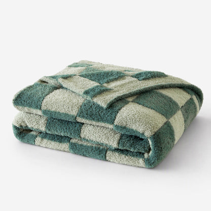 Checkerboard Feathersoft Fur Knit Throw