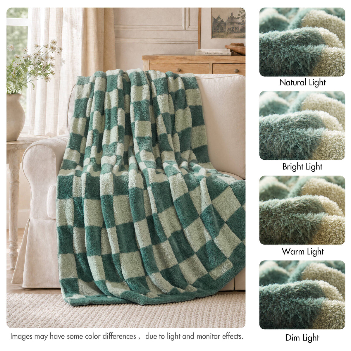 Checkerboard Feathersoft Fur Knit Throw