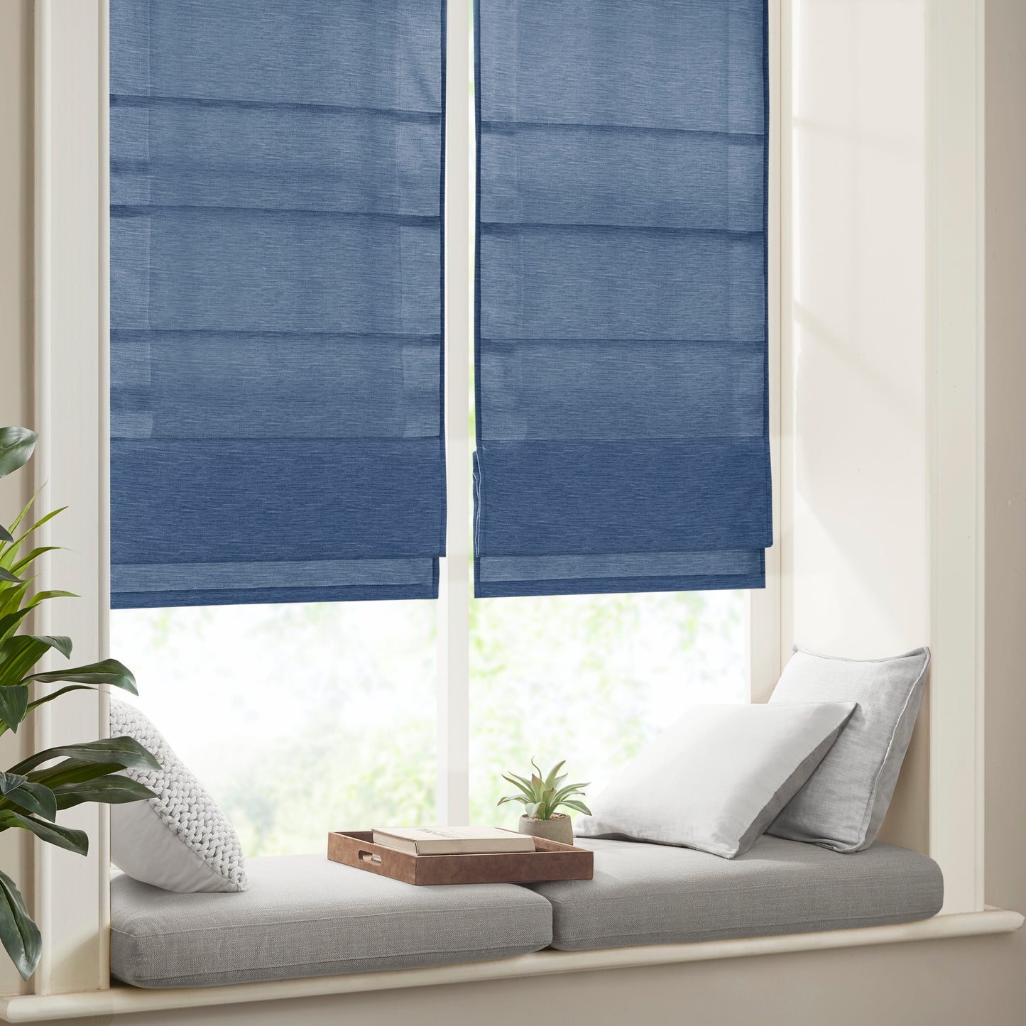 Como Printed Faux Silk Room Darkening Cordless Roman Shade