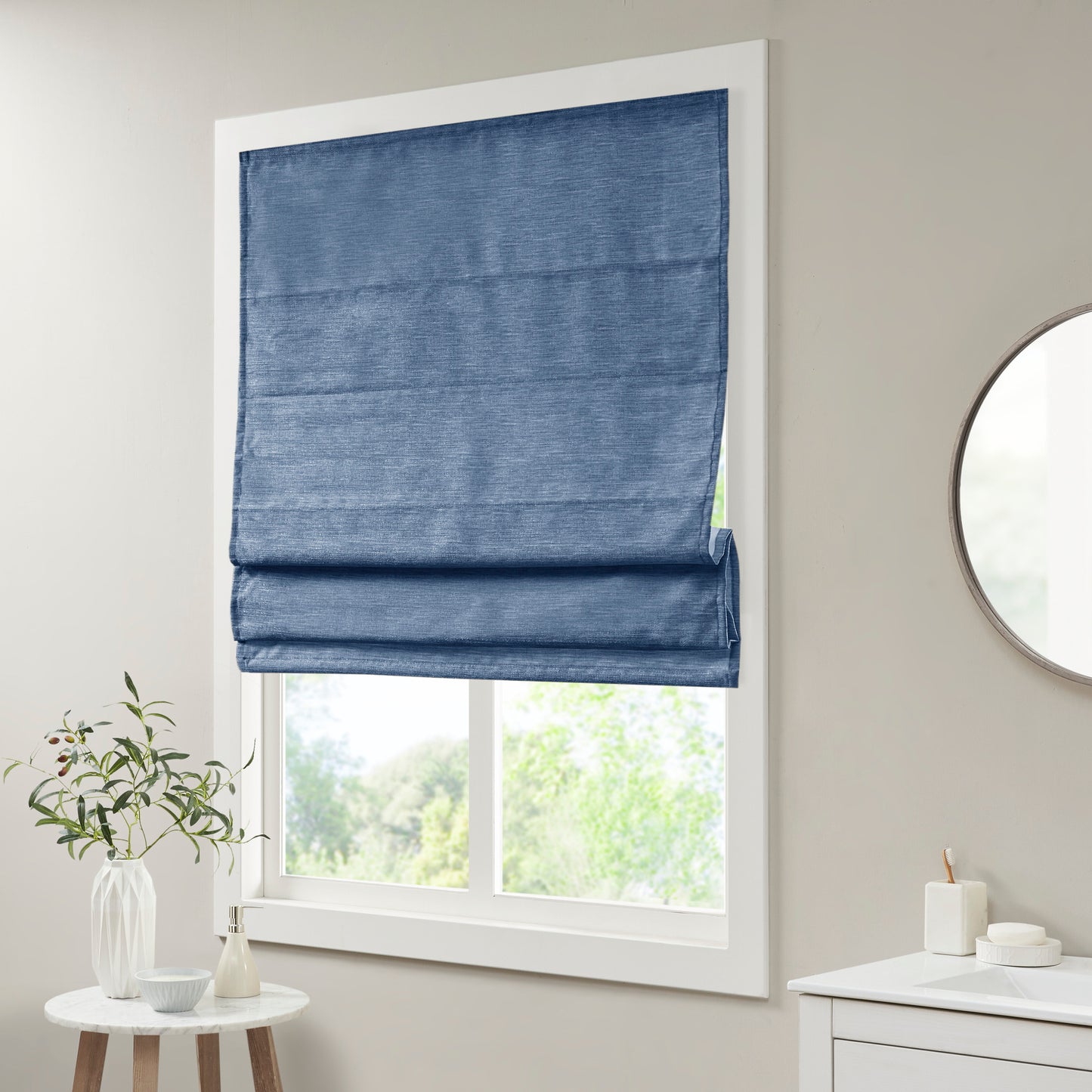 Como Printed Faux Silk Room Darkening Cordless Roman Shade