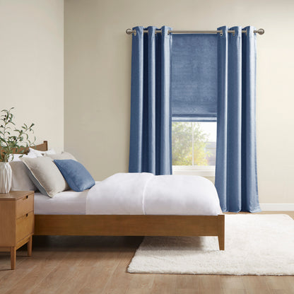 Como Printed Faux Silk Room Darkening Cordless Roman Shade