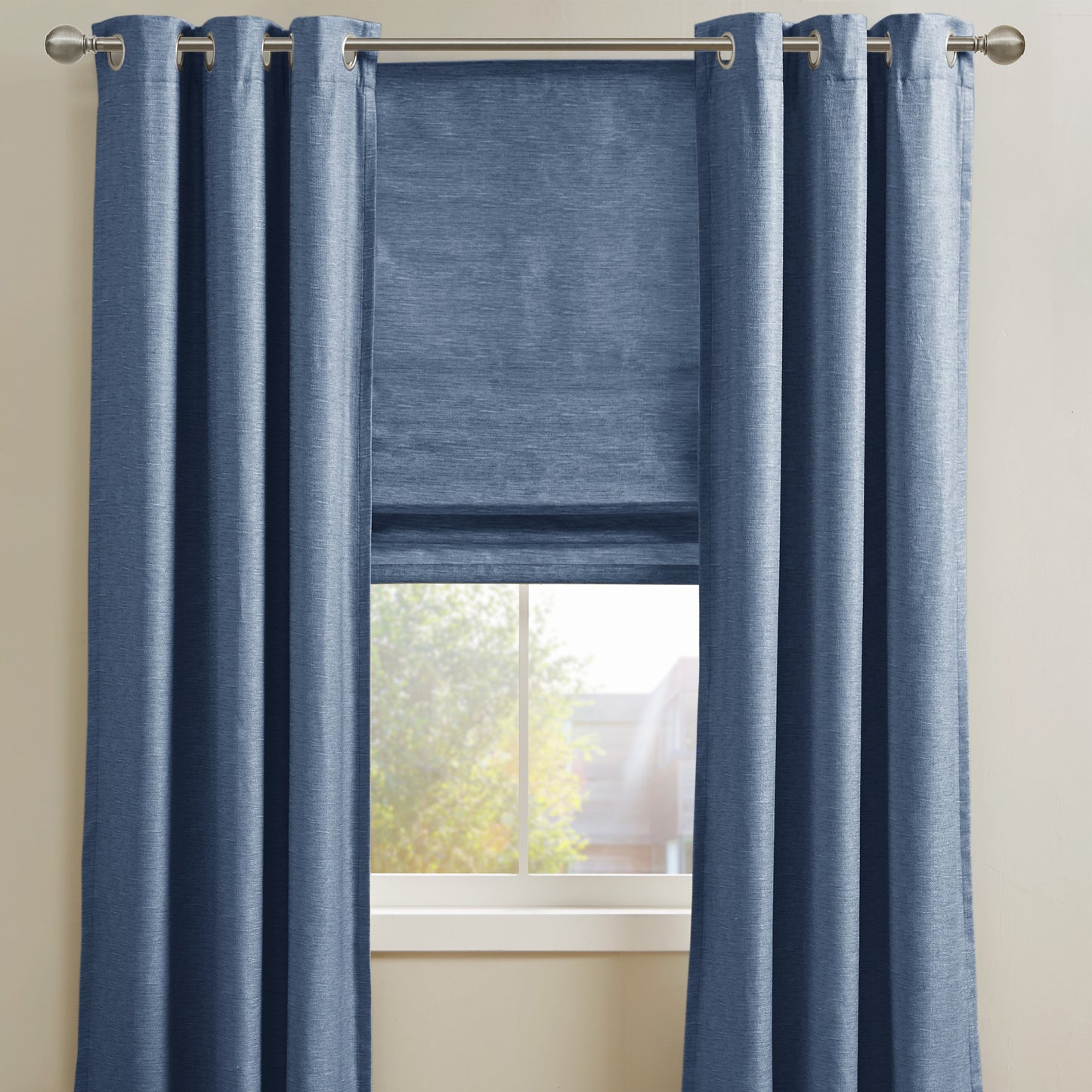 Como Printed Faux Silk Room Darkening Cordless Roman Shade