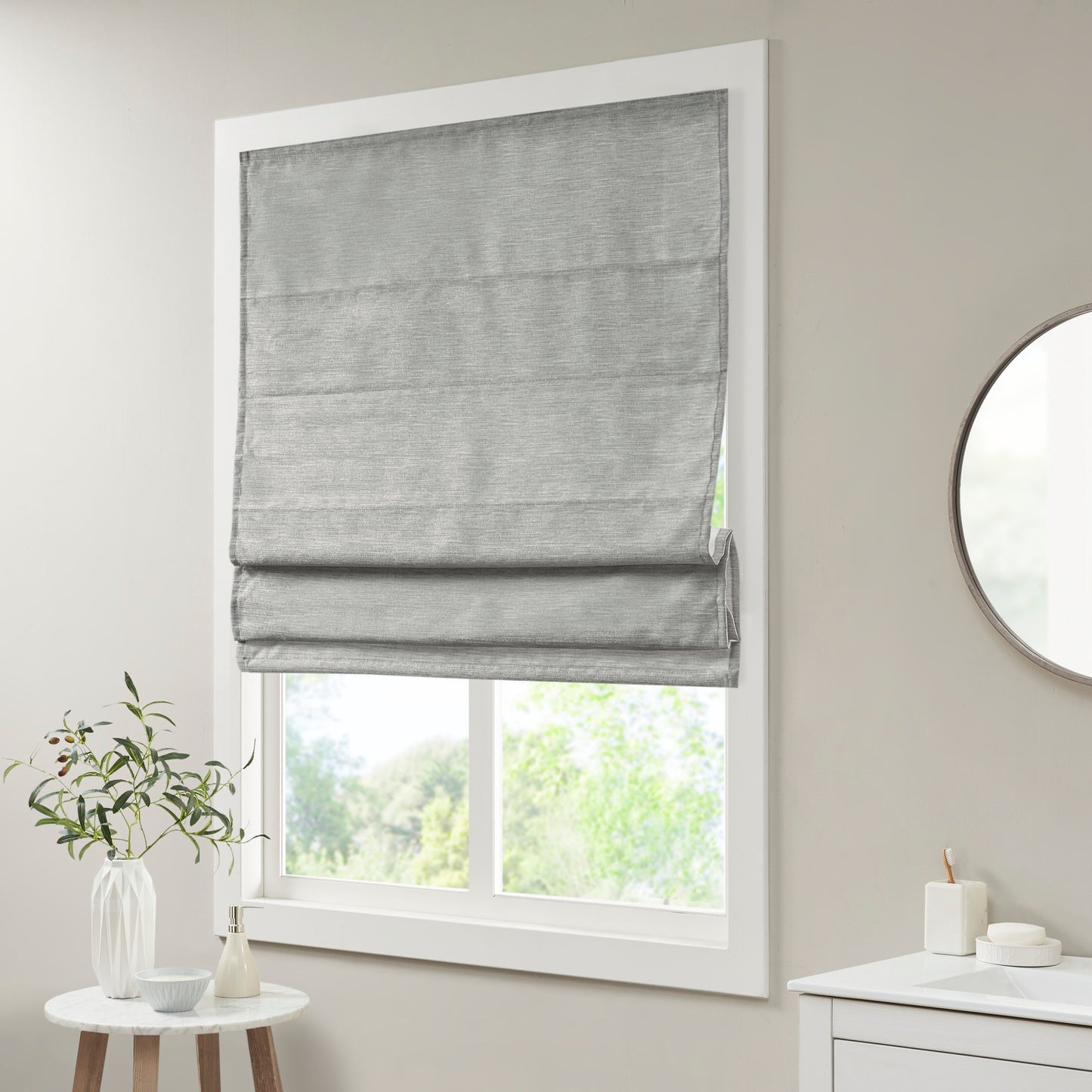Como Printed Faux Silk Room Darkening Cordless Roman Shade