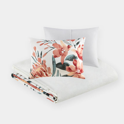 Dahlia 3 Piece Floral Cotton Duvet Cover Set