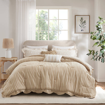 Darcy Cottage 5-Piece Botanical Print Comforter Set with Scalloped Edge