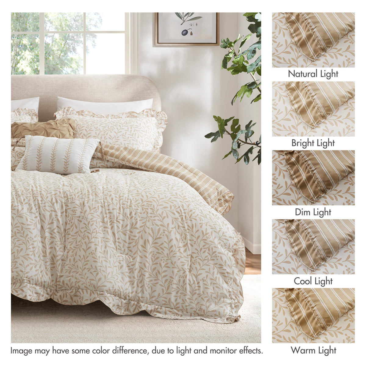 Darcy Cottage 5-Piece Botanical Print Comforter Set with Scalloped Edge