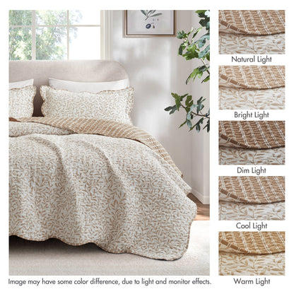 Darcy Cottage 3-Piece Botanical Print Quilt Set