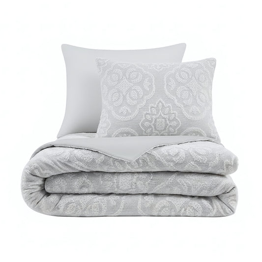 Everly 3-Piece Tufted Woven Medallion Duvet Cover Set