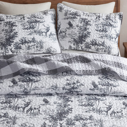 Hartwell Woodland Deer Reversible 3-Piece Coverlet Mini Set