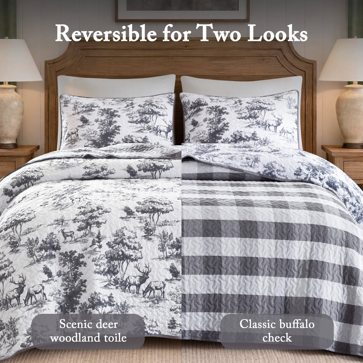 Hartwell Woodland Deer Reversible 3-Piece Coverlet Mini Set