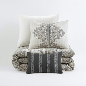 Ibiza 4 Piece Printed Duvet Cover Set with Throw Pillow